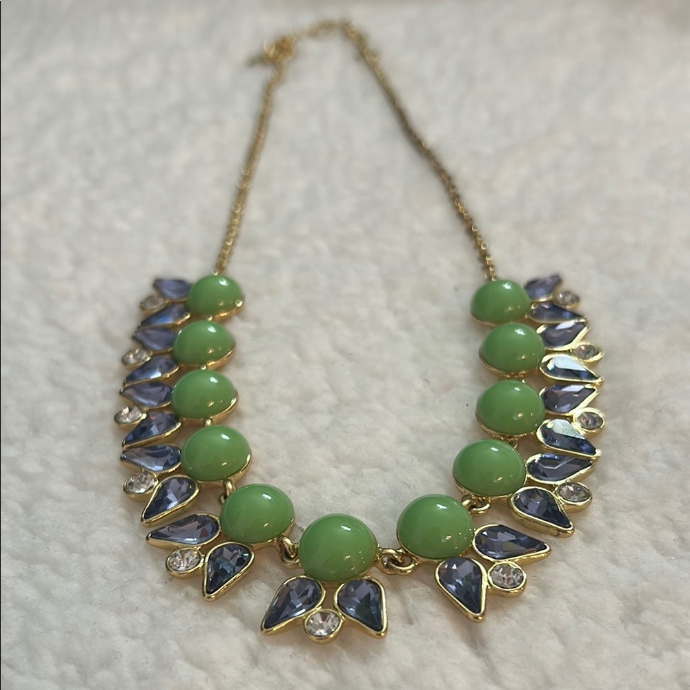 J. Crew Green and Purple Geometric Necklace